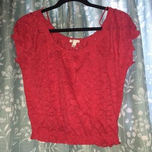 Red floral crop top